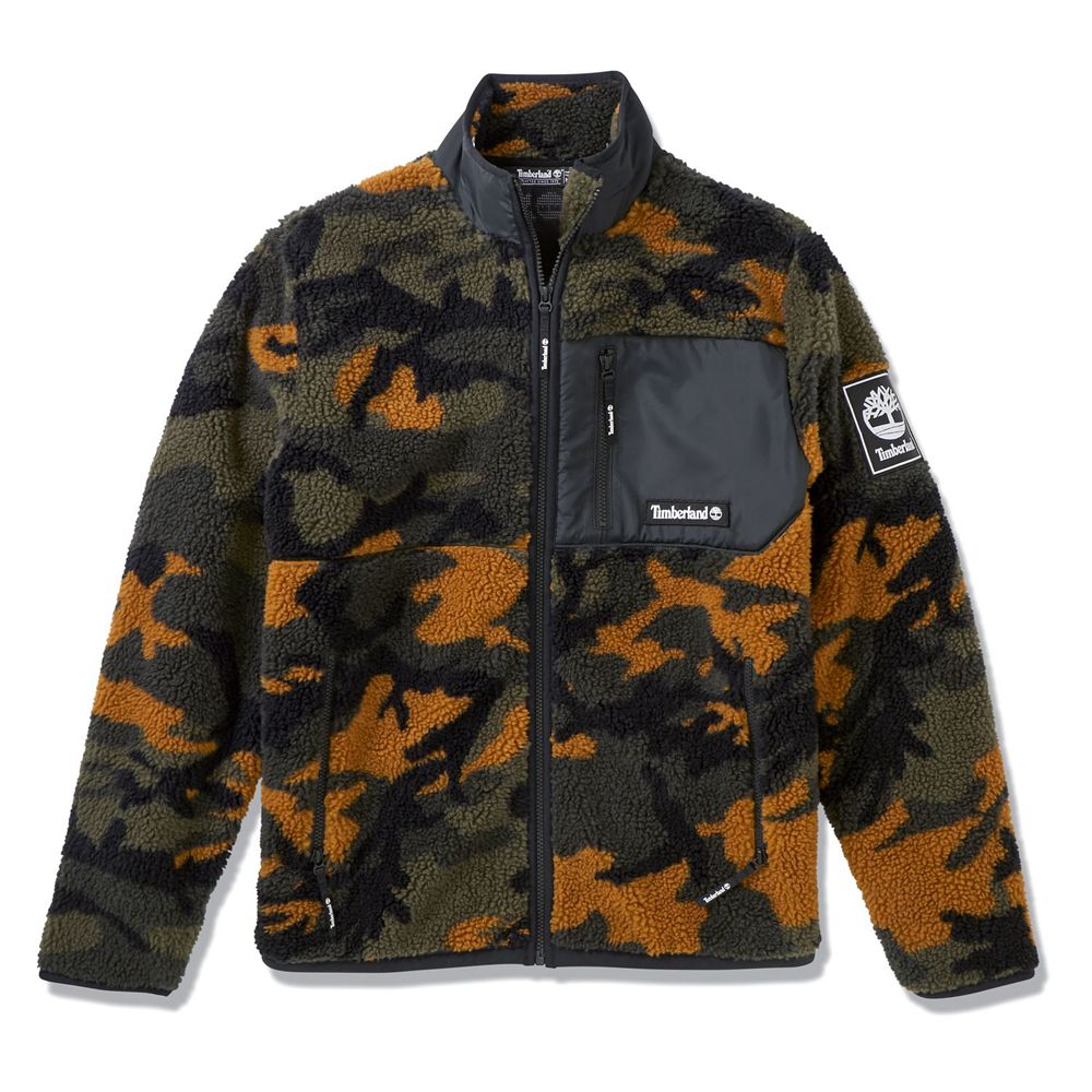 Chaquetas Timberland Hombre Camo Recycled Fleece Negras/Verde/Marrones - Chile XYN-197456